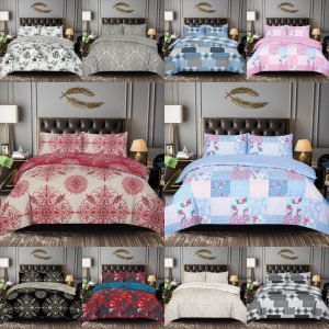3 Piece Bedding Set Rich Cotton Quilt Duvet Cover