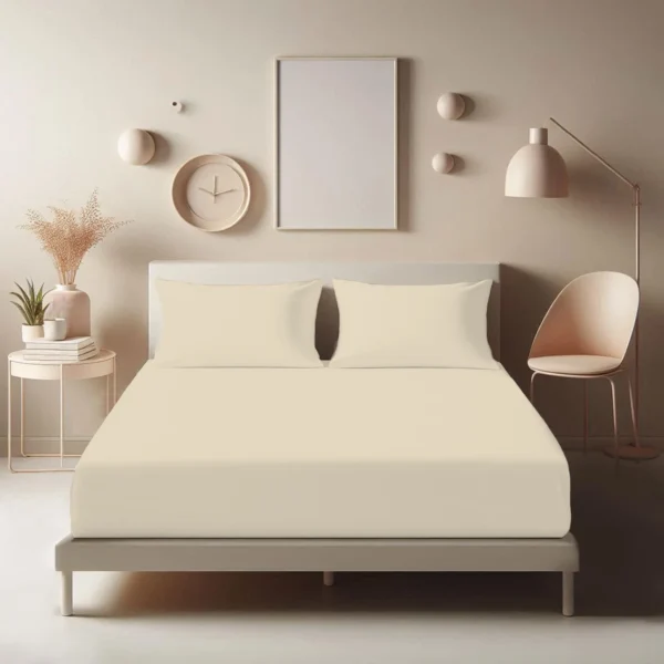 Extra Deep Polycotton Fitted Sheet in Beige