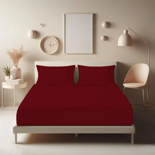 Extra Deep Polycotton Fitted Sheet in Burgundy