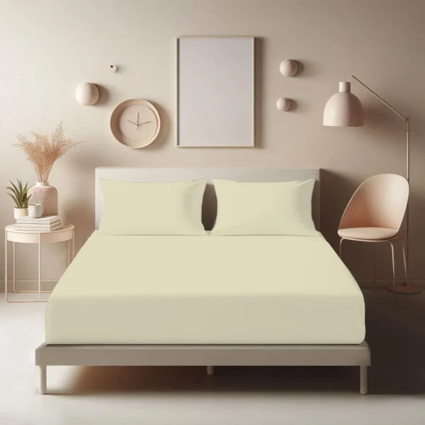 Extra Deep Polycotton Fitted Sheet in Cream