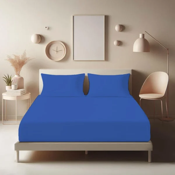 Extra Deep Polycotton Fitted Sheet in Mid Blue