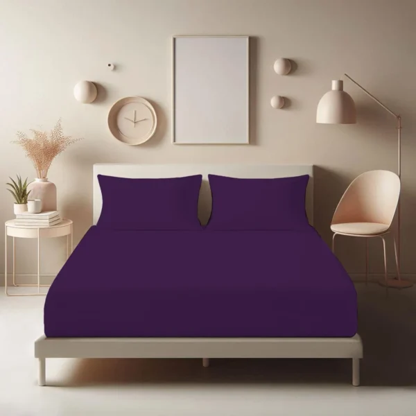 Extra Deep Polycotton Fitted Sheet in Purple