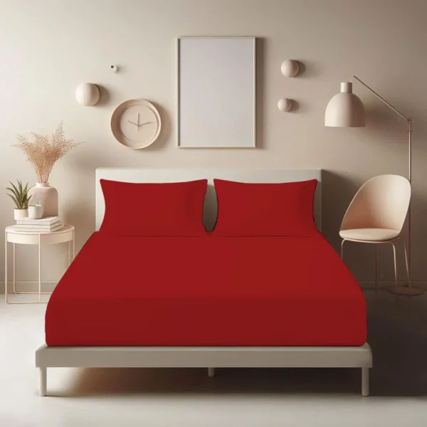 Extra Deep Polycotton Fitted Sheet in Red