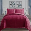 Luxury Quilted Embossed Bedspread Bedding Set Burgundy