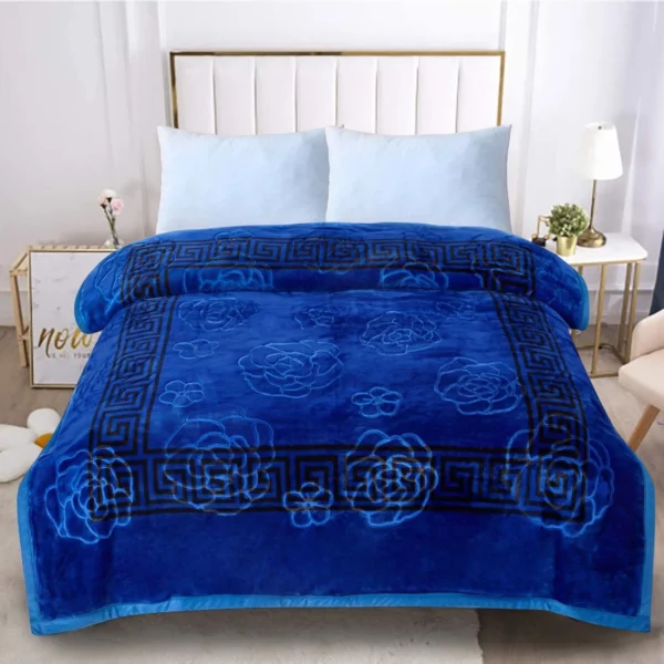Greekey Blue 2ply Blanket