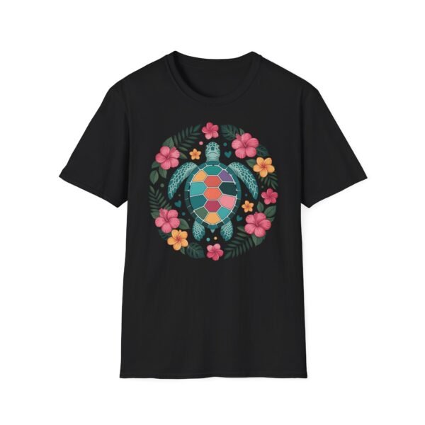 Colorful Turtle Floral Unisex T-Shirt, Eco-Friendly Tee for Nature Lovers, Summer Casual Wear, Beach Day, Gift for Ocean Enthusiasts - Image 7