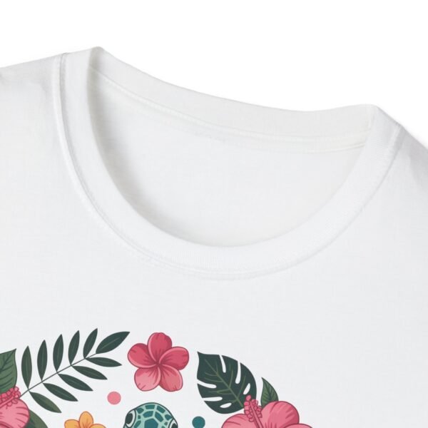 Colorful Turtle Floral Unisex T-Shirt, Eco-Friendly Tee for Nature Lovers, Summer Casual Wear, Beach Day, Gift for Ocean Enthusiasts - Image 4