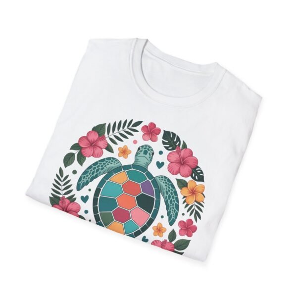 Colorful Turtle Floral Unisex T-Shirt, Eco-Friendly Tee for Nature Lovers, Summer Casual Wear, Beach Day, Gift for Ocean Enthusiasts - Image 3