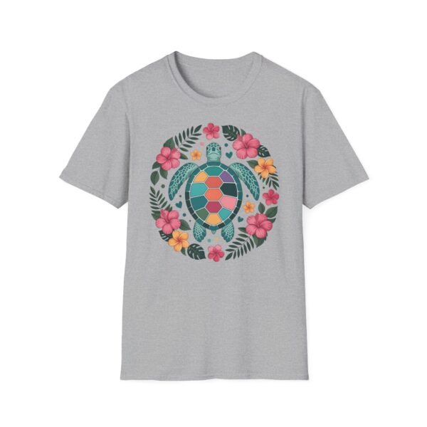 Colorful Turtle Floral Unisex T-Shirt, Eco-Friendly Tee for Nature Lovers, Summer Casual Wear, Beach Day, Gift for Ocean Enthusiasts - Image 11