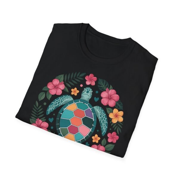 Colorful Turtle Floral Unisex T-Shirt, Eco-Friendly Tee for Nature Lovers, Summer Casual Wear, Beach Day, Gift for Ocean Enthusiasts - Image 10