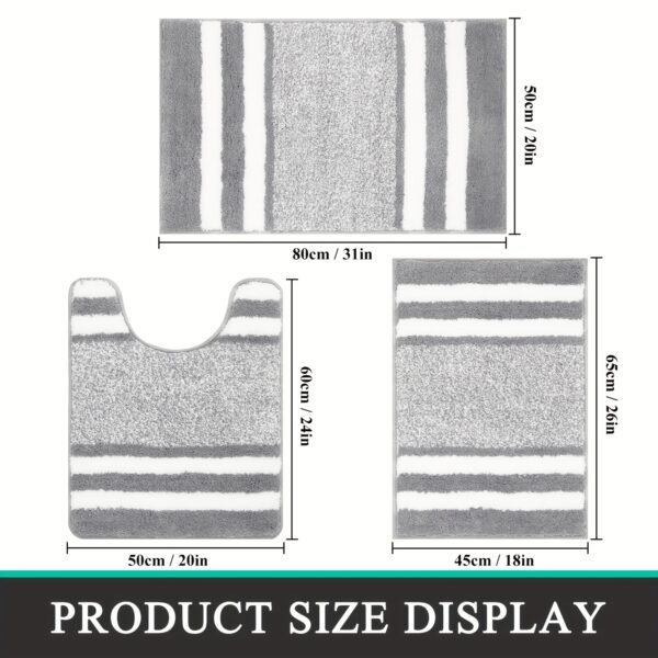 3 Pieces Luxury Bath Mat And Pedestal Mat Set Size Chart