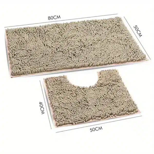 Chenille Bobble Non Slip Bath Mat & Pedestal Set camel
