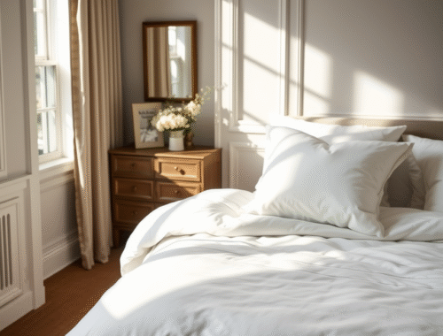 Luxurious Egyptian cotton duvet cover on a bed, showcasing softness and pristine quality.
