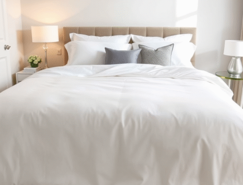 luxurious bedroom with smooth pristine egyptian cotton duvet cover
