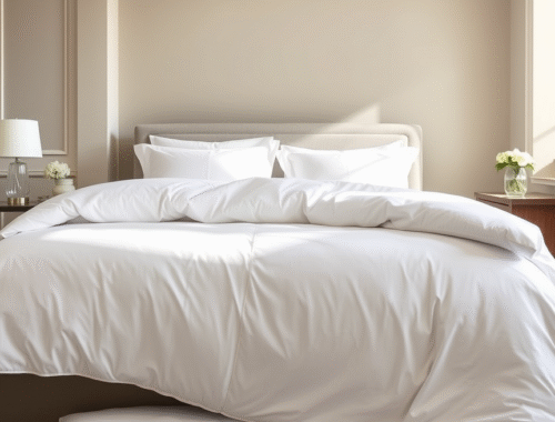 luxurious white Egyptian cotton bedding on a UK King bed in a serene bedroom