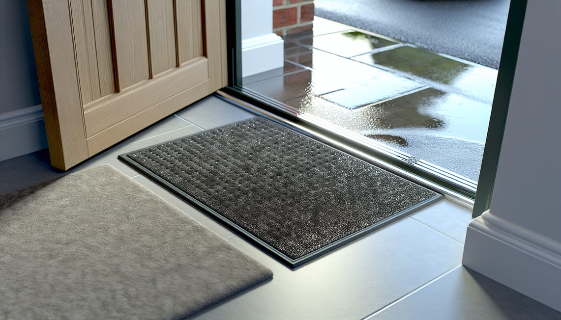 Rubber back entrance mat at a clean UK home door showing durability and safety