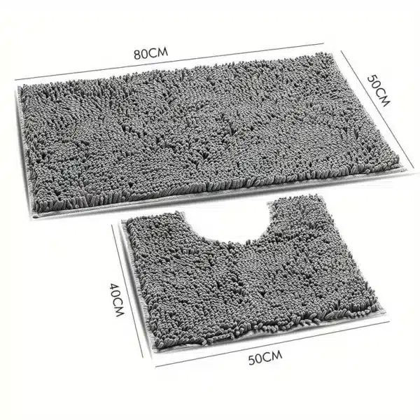 Chenille Bobble Non Slip Bath Mat & Pedestal Set light grey
