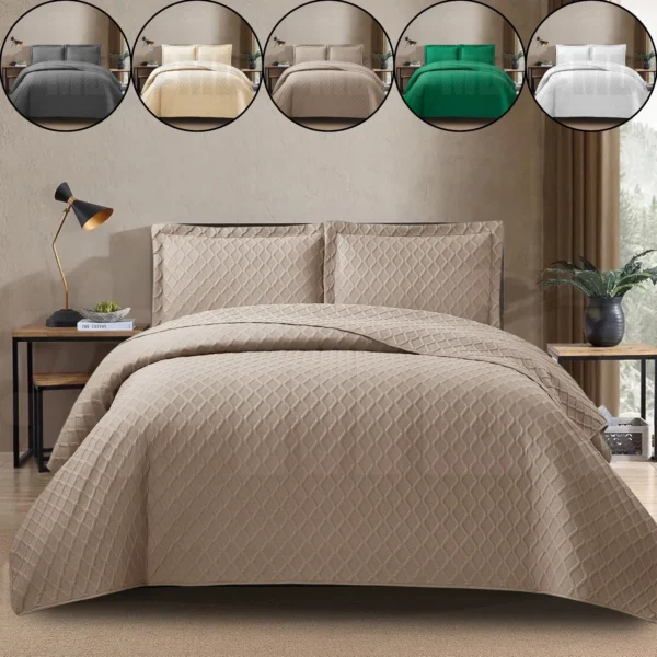 3 Piece Quilt Bedspread Set with Pillow Shams