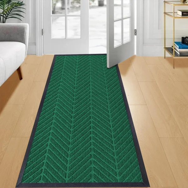 Rubber Back Entrance Mat Embossed Green runner