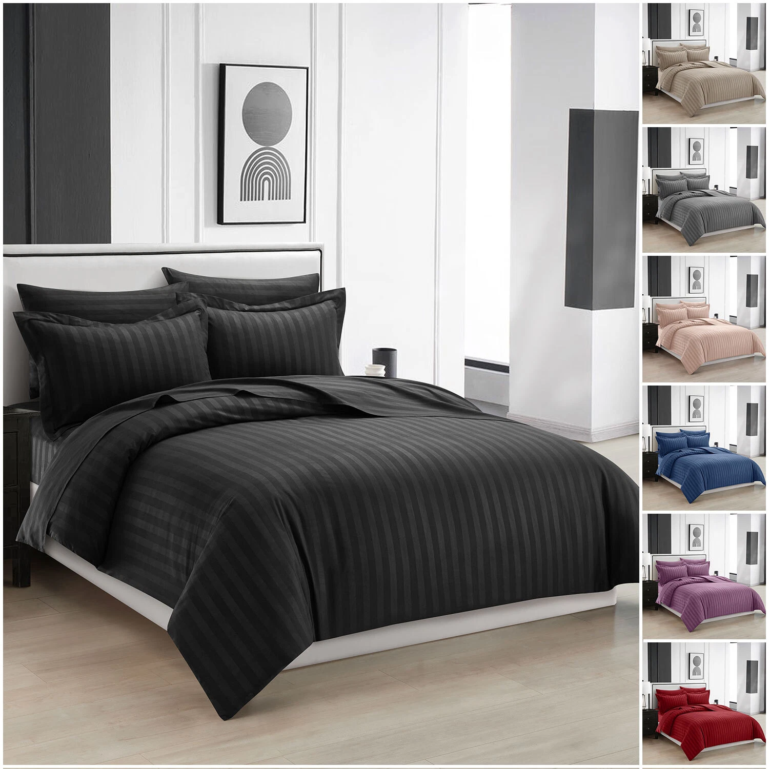 Striped Reversible Duvet Cover Set