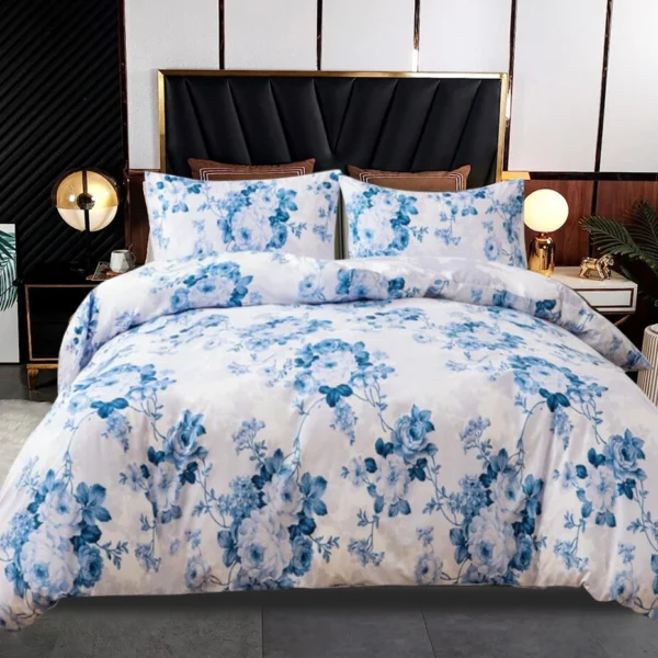 Vintage Floral Blue Duvet Cover Set UK Reversible Cotton Rich Bedding — Rugstars UK