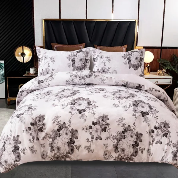 Vintage Floral Grey Duvet Cover Set UK Reversible Cotton Polyester — Rugstars UK