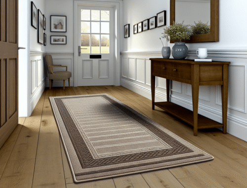 modern uk hallway with a stylish non skid runner rug for safety and decor