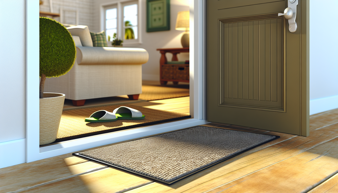indoor door mat at home entrance with slippers and cozy, safe environment