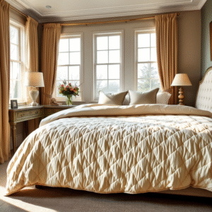 luxury quilted bedspread on a stylish bed in an elegant uk bedroom