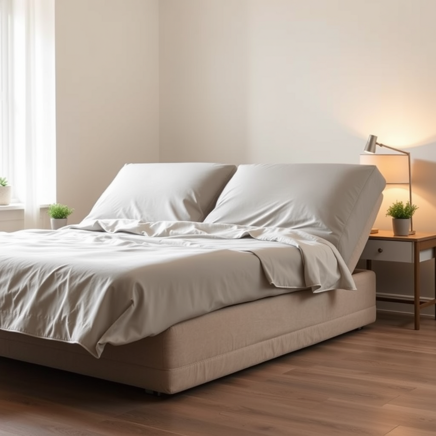 cozy uk bedroom with adjustable bed and elegant deep-pocket fitted sheets