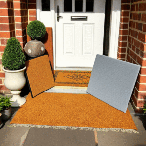 stylish door mats of coir, rubber-backed, and washable types at a tidy uk home entrance