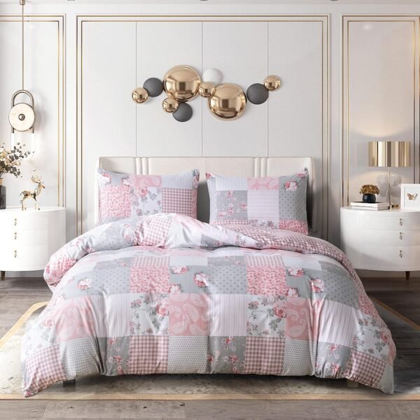 3 Piece Duvet Cover with Pillowcase | 100% Rich Cotton Reversible Duvet Set | Single Double King Size UK | Luxury Floral Duvet Cover set