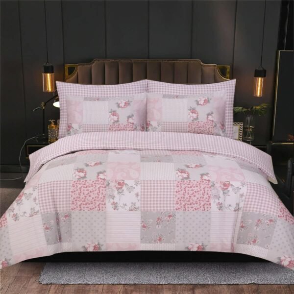 3 Piece Duvet Cover with Pillowcase | 100% Rich Cotton Reversible Duvet Set | Single Double King Size UK | Luxury Floral Duvet Cover set