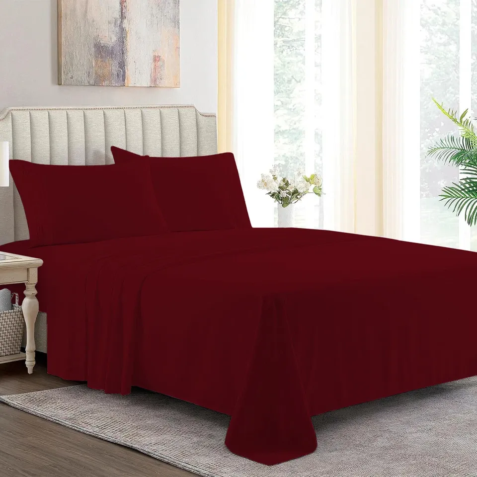 Polycotton Flat Sheet in Burgundy
