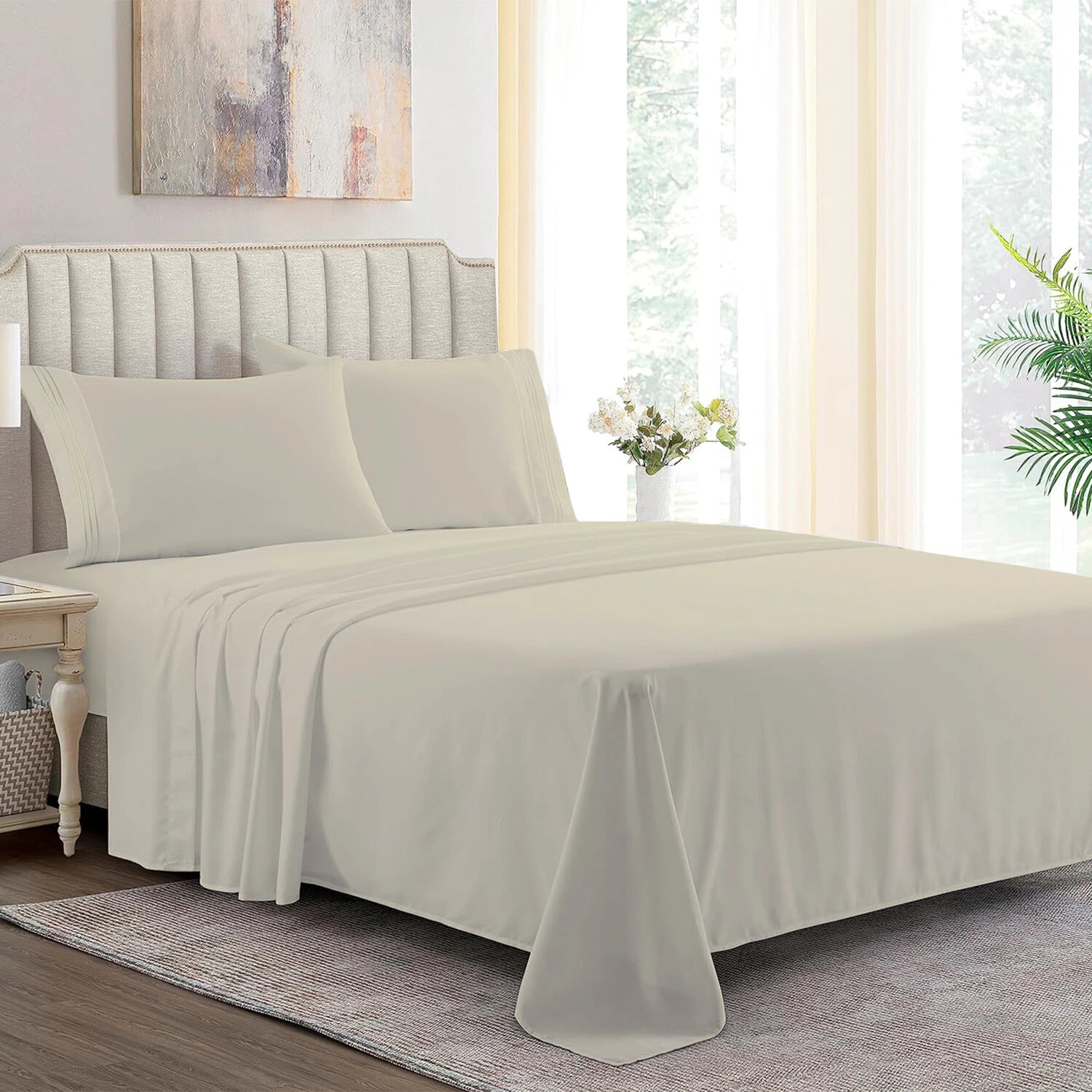 Polycotton Flat Sheet in Cream