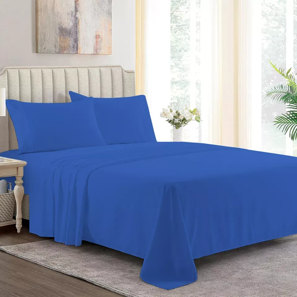 Polycotton Flat Sheet in Mid Blue