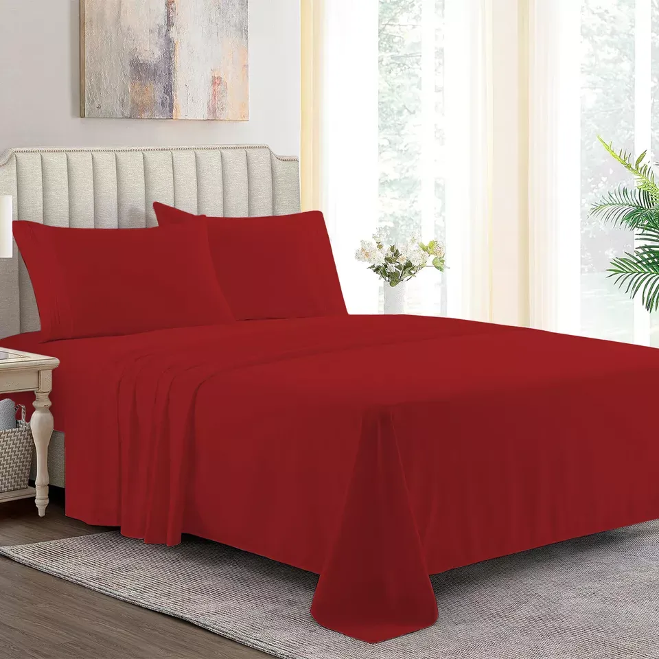 Polycotton Flat Sheet in Red