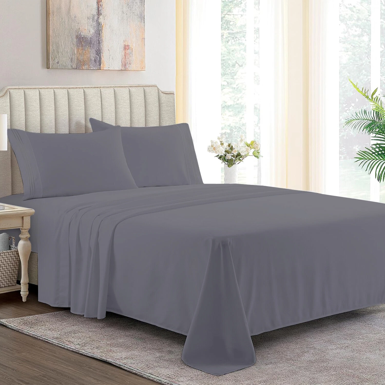 Polycotton Flat Sheet in Silver