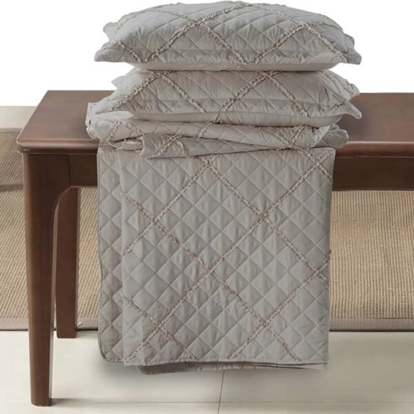 Mink – Lightweight Mink Embossed Quilted Ruffle Bedspread Comforter with Pillow Case