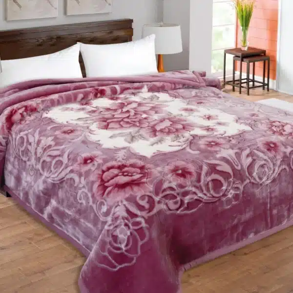 Elegant 6KG Double PLY Blanket | Flower Purple | Premium soft double layer blanket for couples and family comfort across the UK
