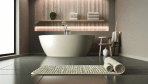 luxurious soft touch bath mat in an elegant UK bathroom