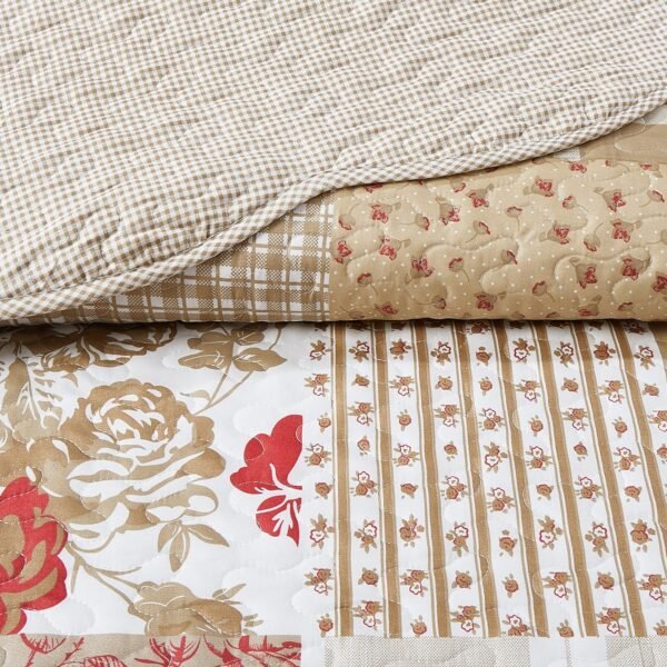 Quilted Floral Patchwork Bedspread with Pillow Case - Alvina Design