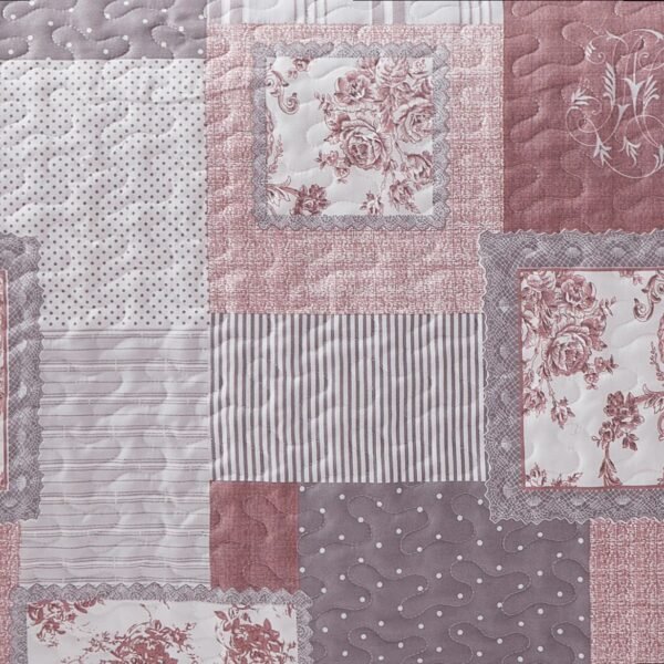 Quilted Floral Patchwork Bedspread with Pillow Case