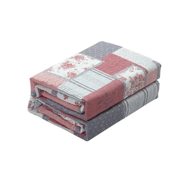 Quilted Floral Patchwork Bedspread with Pillow Case