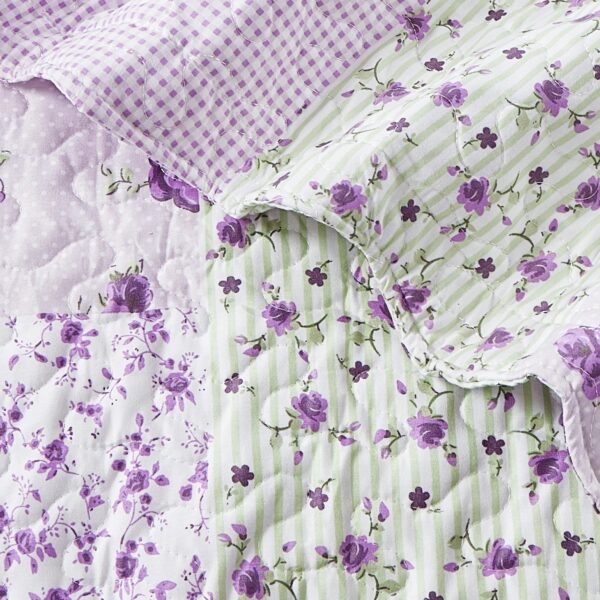 Quilted Floral Patchwork Bedspread with Pillow Case