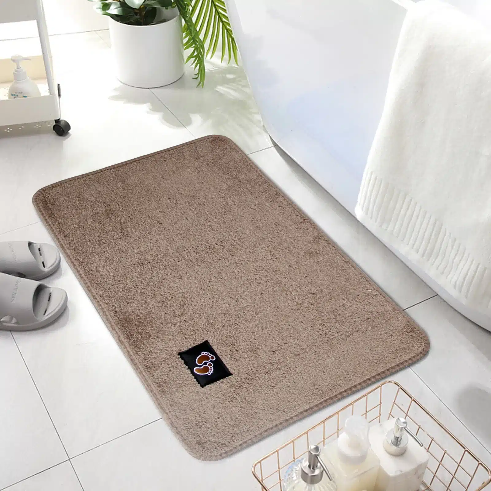 Microfiber Bath Mat Beige - Microfiber Bath Mat Rugstars UK