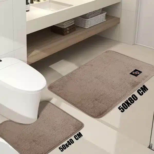 Microfiber Bath Mat Beige - Microfiber Bath Mat and Pedestal Set Rugstars UK