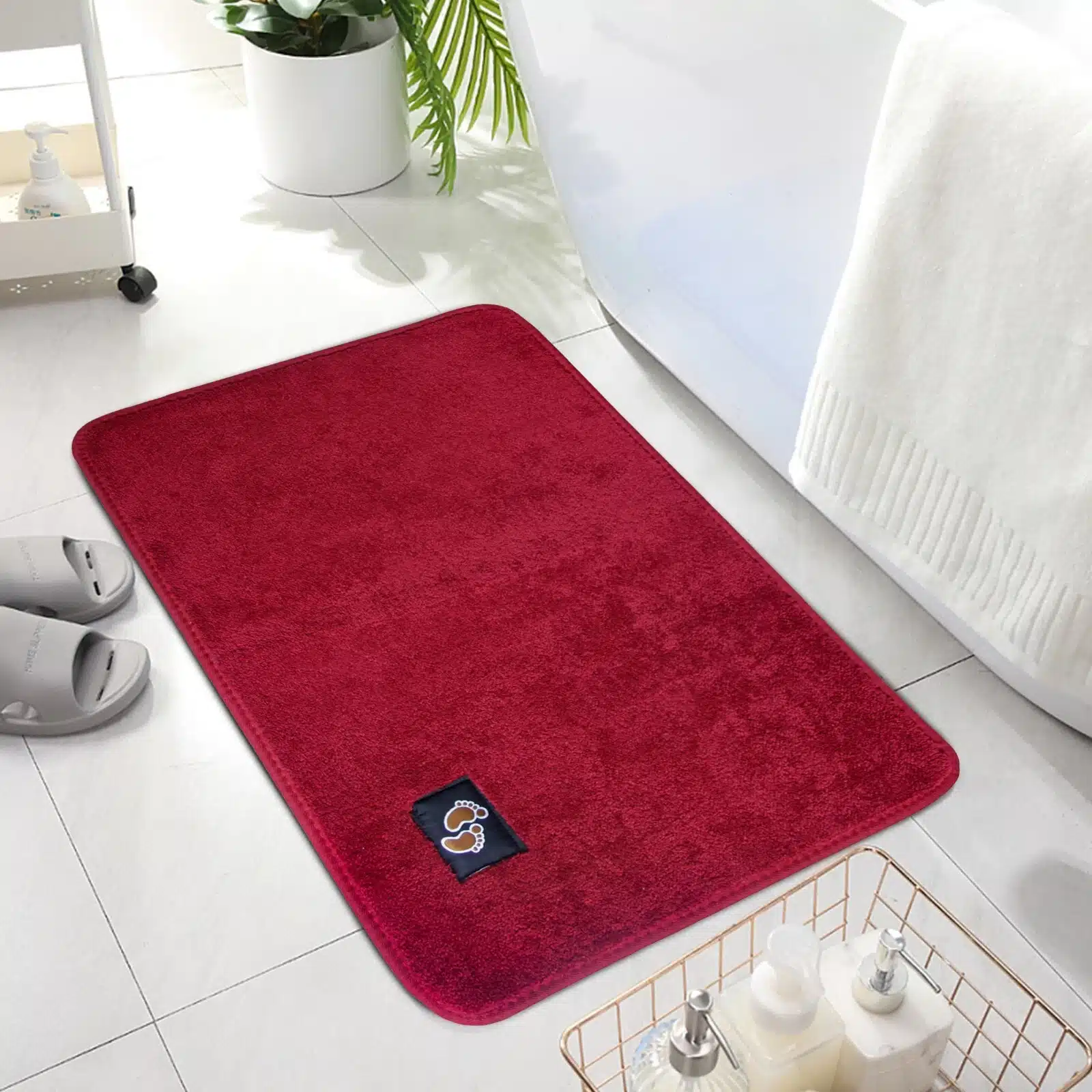 Microfiber Bath Mat Burgundy - Microfiber Bath Mat Rugstars UK