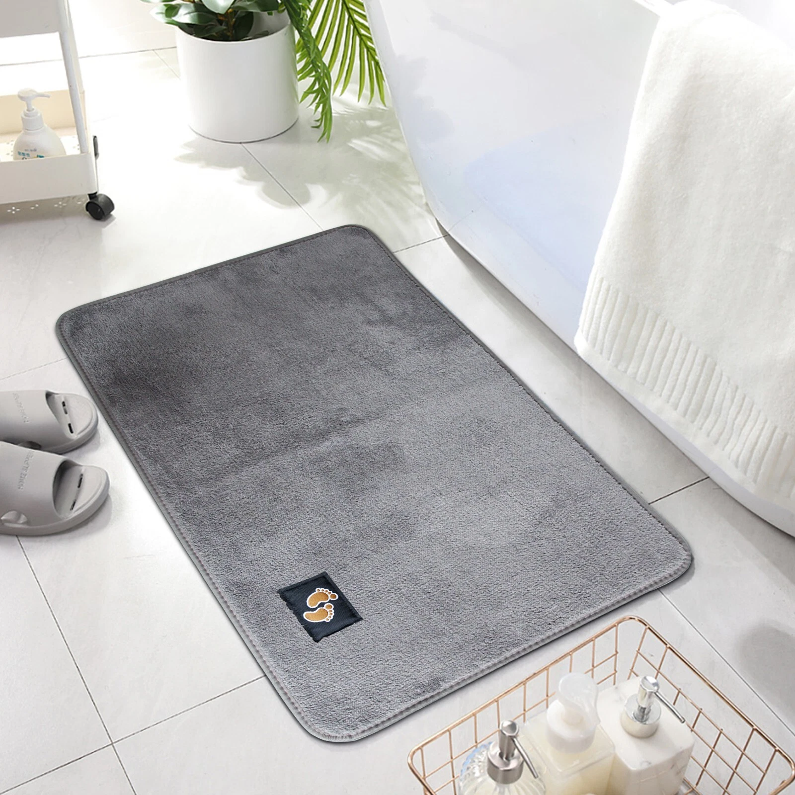 Microfiber Bath Mat Grey - Non-Slip Microfiber Bath Mat Rugstars UK