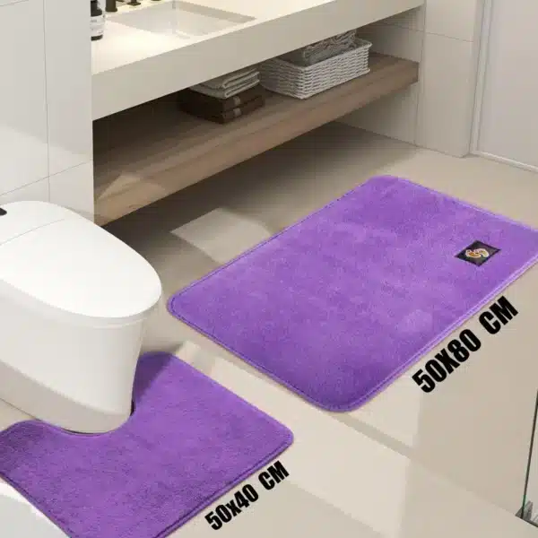 Microfiber Bath Mat Purple - Microfiber Bath Mat and Pedestal Set Rugstars UK